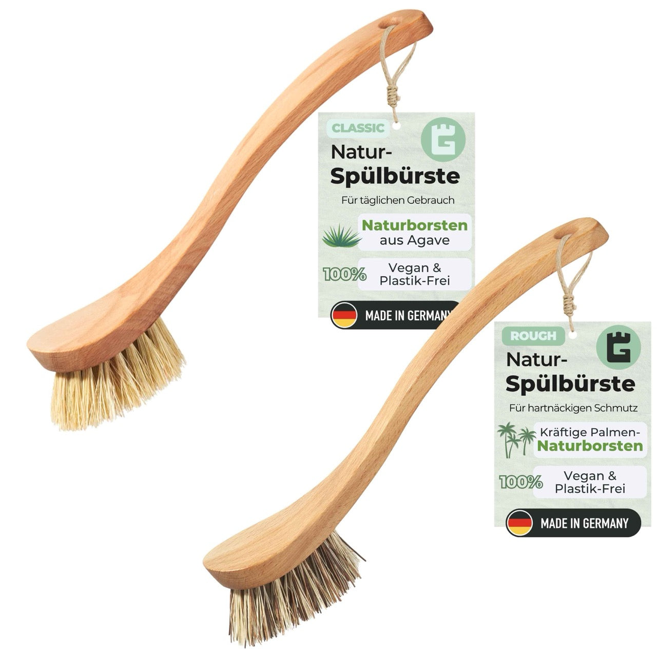 Bundle Spülbürsten mit Naturborsten "Classic" + "Rough"