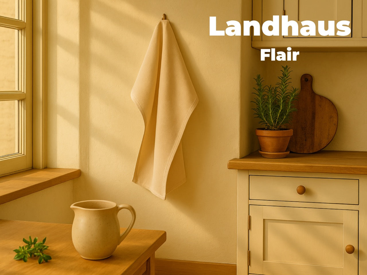 2x Geschirrtücher Halbleinen Beige & 3x Spüllappen Schwarz (Beige-Mix)