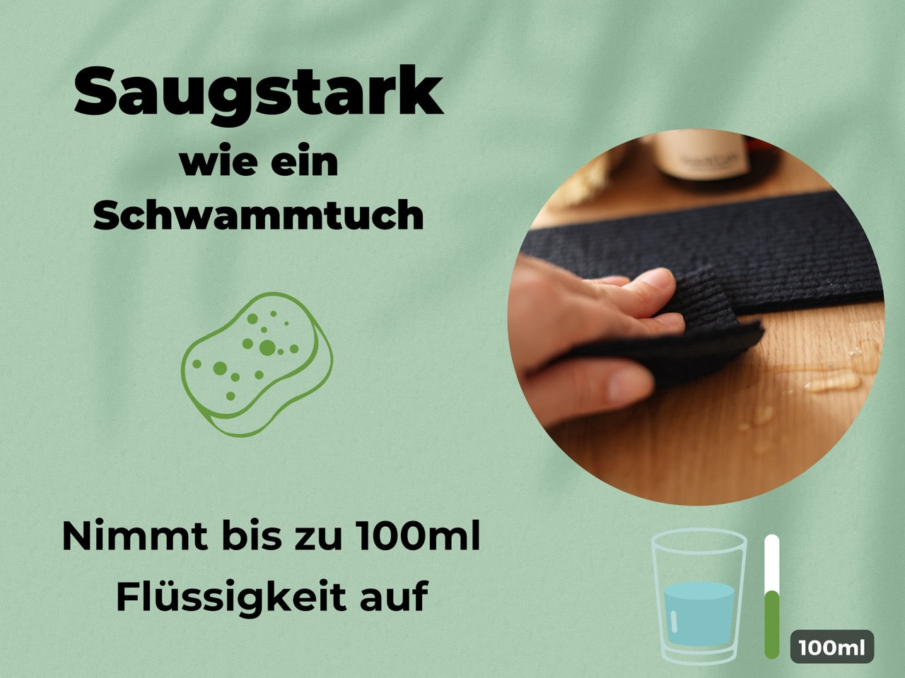 Bundle Gemüsebürste Holz & Spültücher Schwarz waschbar (Küchen Basics)