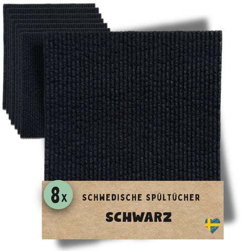 8 schwarze schwedische Spültücher mit strukturierter Oberfläche für nachhaltige Küchenreinigung