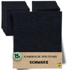 15 schwarze schwedische Spültücher im Set mit Struktur für Küchenreinigung