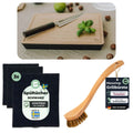Bundle Messing Grillbürste & Spüllappen Schwarz & Schneidebrett (BBQ Comfort)