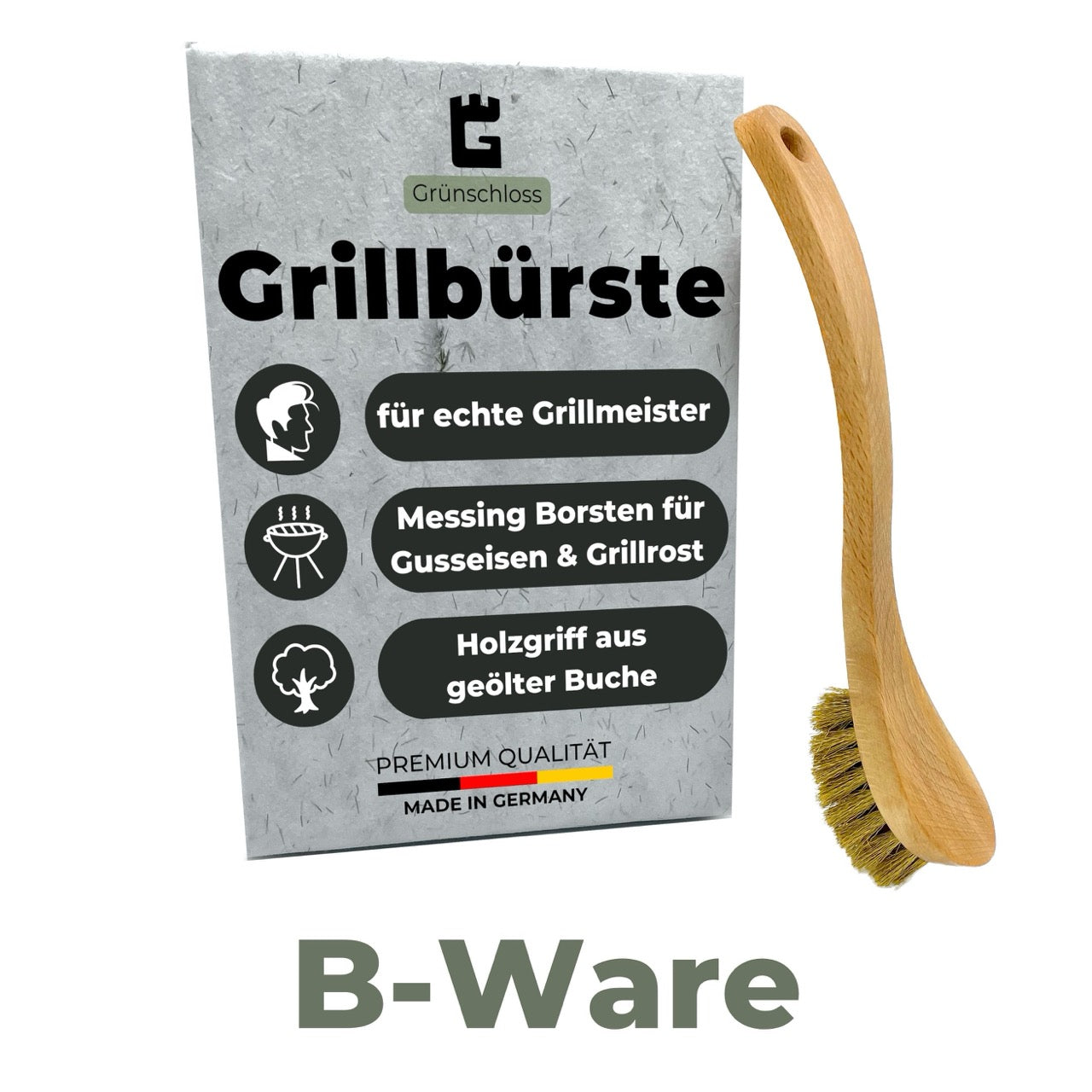 B-Ware Grillbürste Messing für Gussrost & Grillrost - Grünschloss