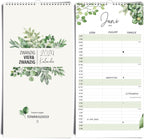 Paarplaner Eukalyptus - 3 Spalten Familienkalender Wandkalender 2024 - Grünschloss
