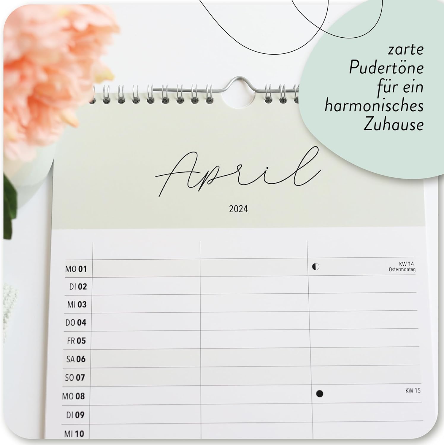 Paarplaner Skandinavisch - 3 Spalten Familienkalender Wandkalender 2024 - Grünschloss