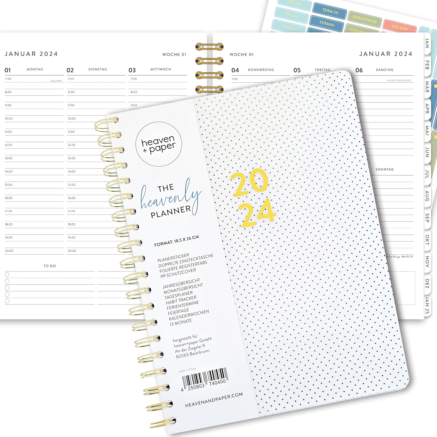 Wochenplaner 2024 Ringbuch A4 - Heavenly Premium Terminplaner - Grünschloss