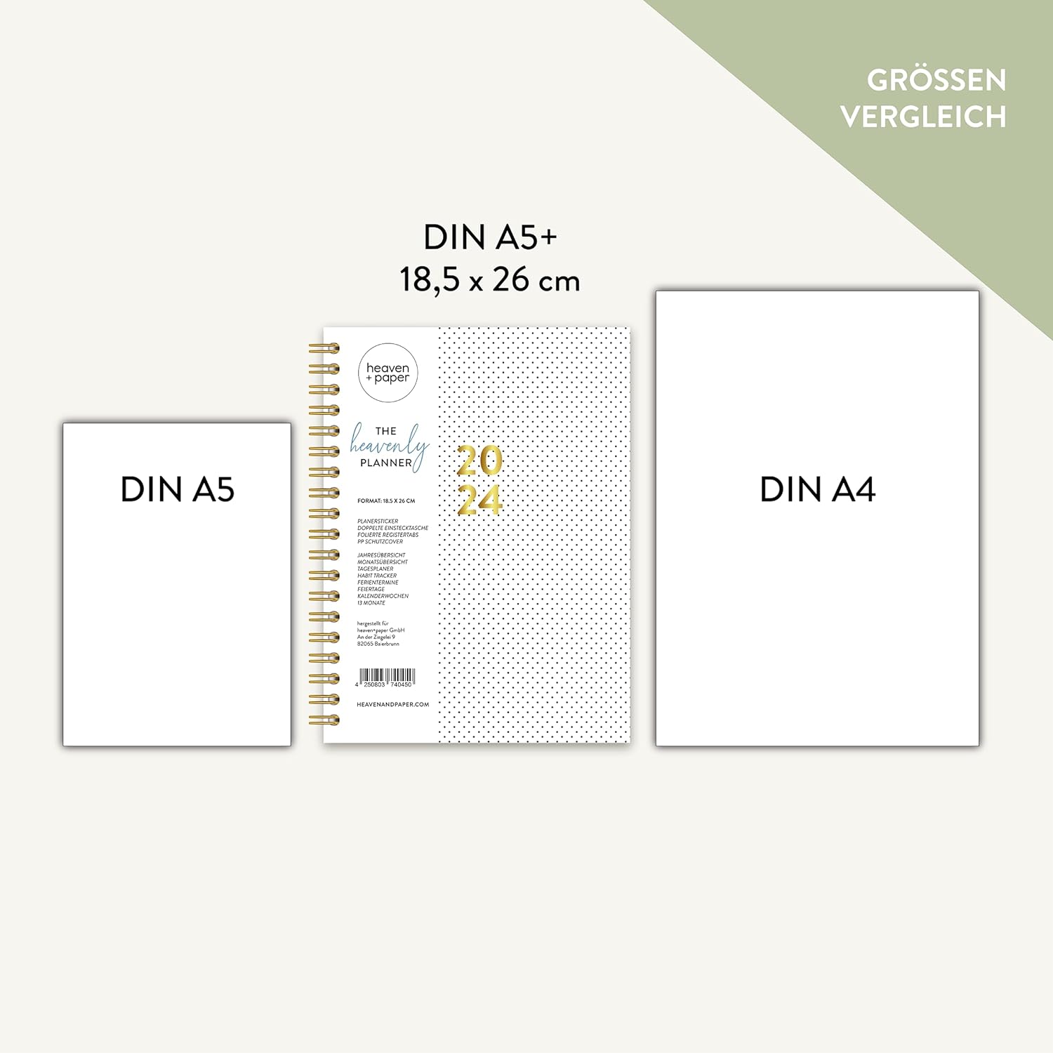 Wochenplaner 2024 Ringbuch A4 - Heavenly Premium Terminplaner - Grünschloss