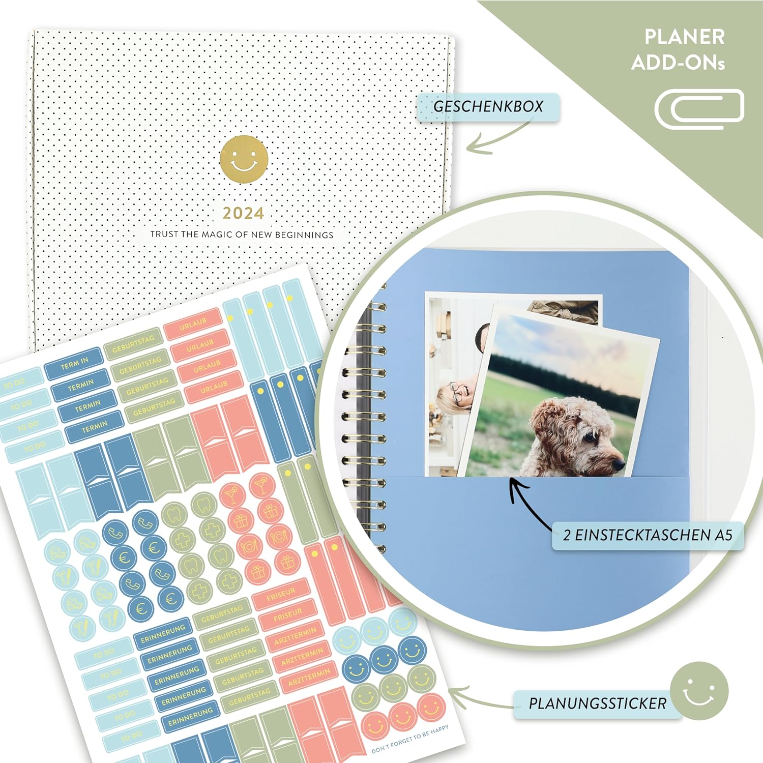 Wochenplaner 2024 Ringbuch A4 - Heavenly Premium Terminplaner - Grünschloss