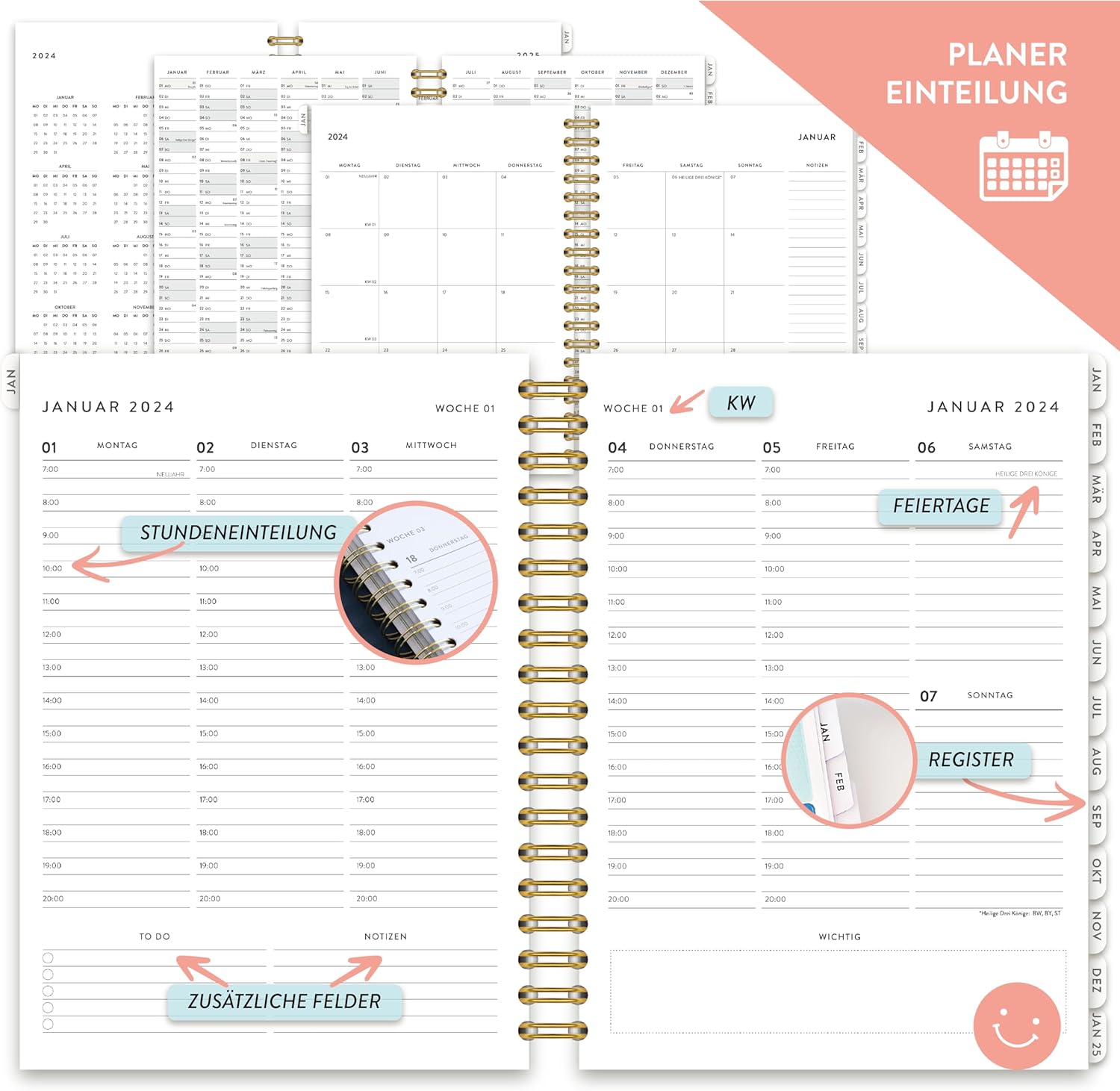 Wochenplaner 2024 Ringbuch A4 - Heavenly Premium Terminplaner - Grünschloss