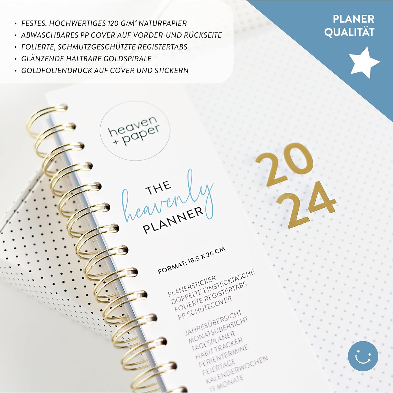 Wochenplaner 2024 Ringbuch A4 - Heavenly Premium Terminplaner - Grünschloss