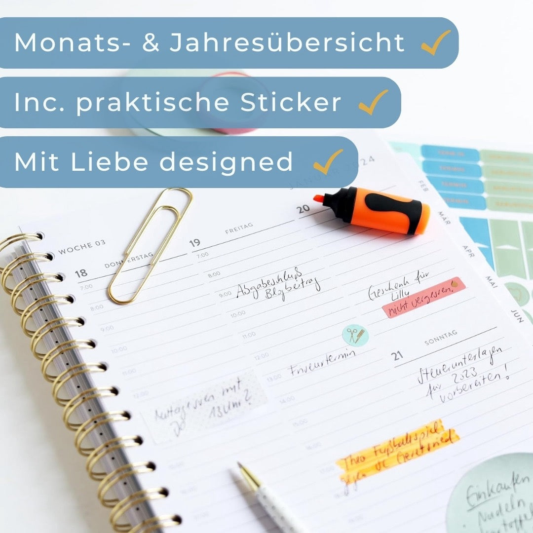 Wochenplaner 2024 Ringbuch A4 - Heavenly Premium Terminplaner - Grünschloss