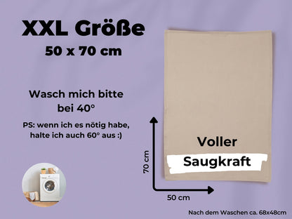 2x Geschirrtücher Halbleinen Beige & 3x Spüllappen Schwarz (Beige-Mix)