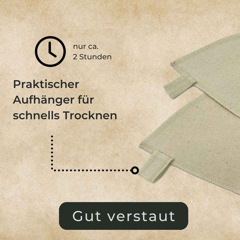 Leinen Filtertüten für filterkaffee mit Aufhänger. Waschbar und wiederverwendbare Dauerfilter