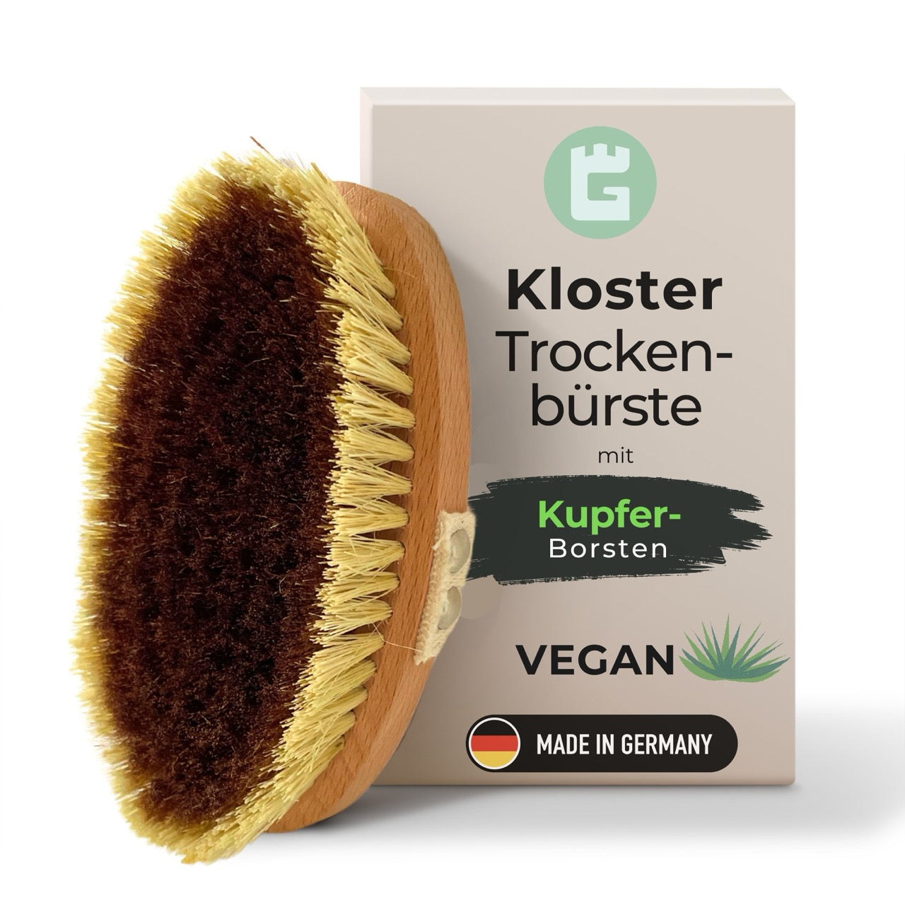 Trockenbürste Körper mit Kupferborsten & Agave Naturborsten (vegan)