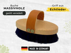 Klosterbürste made in Germany aus FSC Buchenholz mit Echtleder Griff