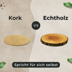 Korkuntersetzer im Vergleich mit Untersetzer Holz