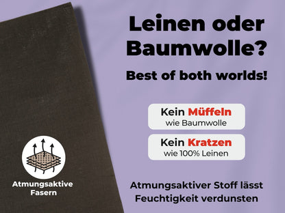 2x Halbleinen Geschirrtücher Anthrazit & 3x Spüllappen Grau (Dark-Grey)