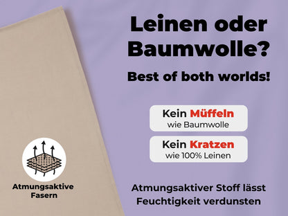 2x Geschirrtücher Halbleinen Beige & 3x Spüllappen Schwarz (Beige-Mix)