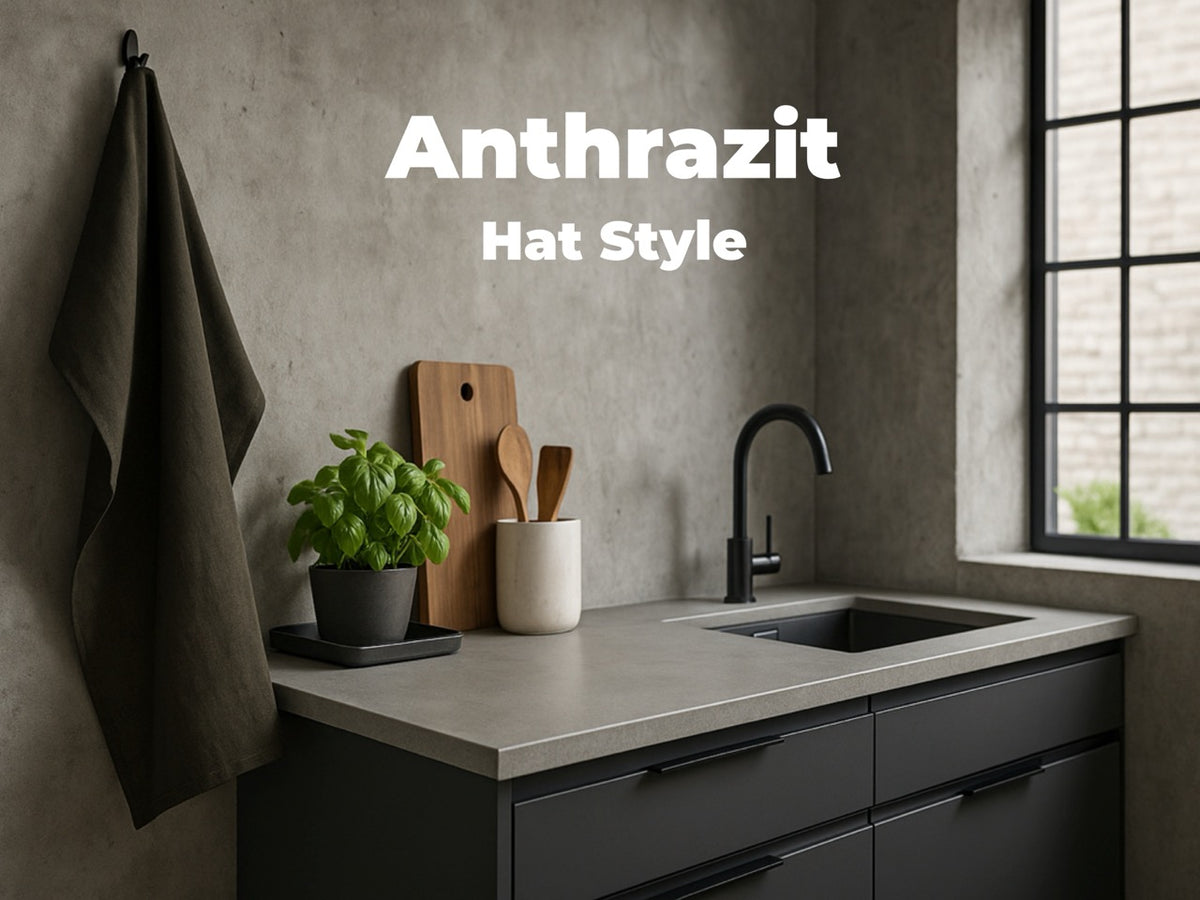2x Halbleinen Geschirrtücher Anthrazit & 3x Spüllappen Grau (Dark-Grey – Grünschloss