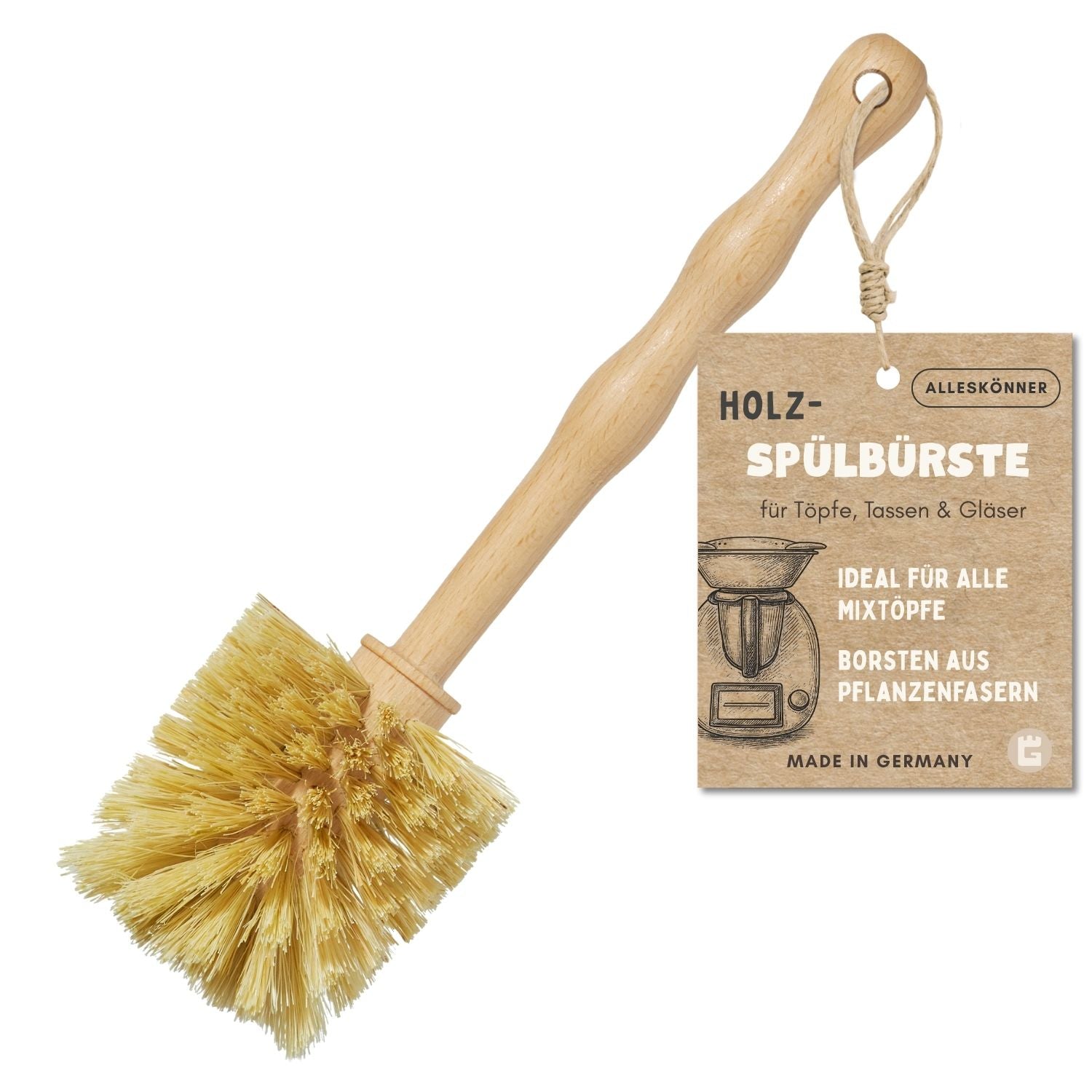Mixing pot dishwashing brush for Thermomix & glasses - 100% vegan & plastic-free