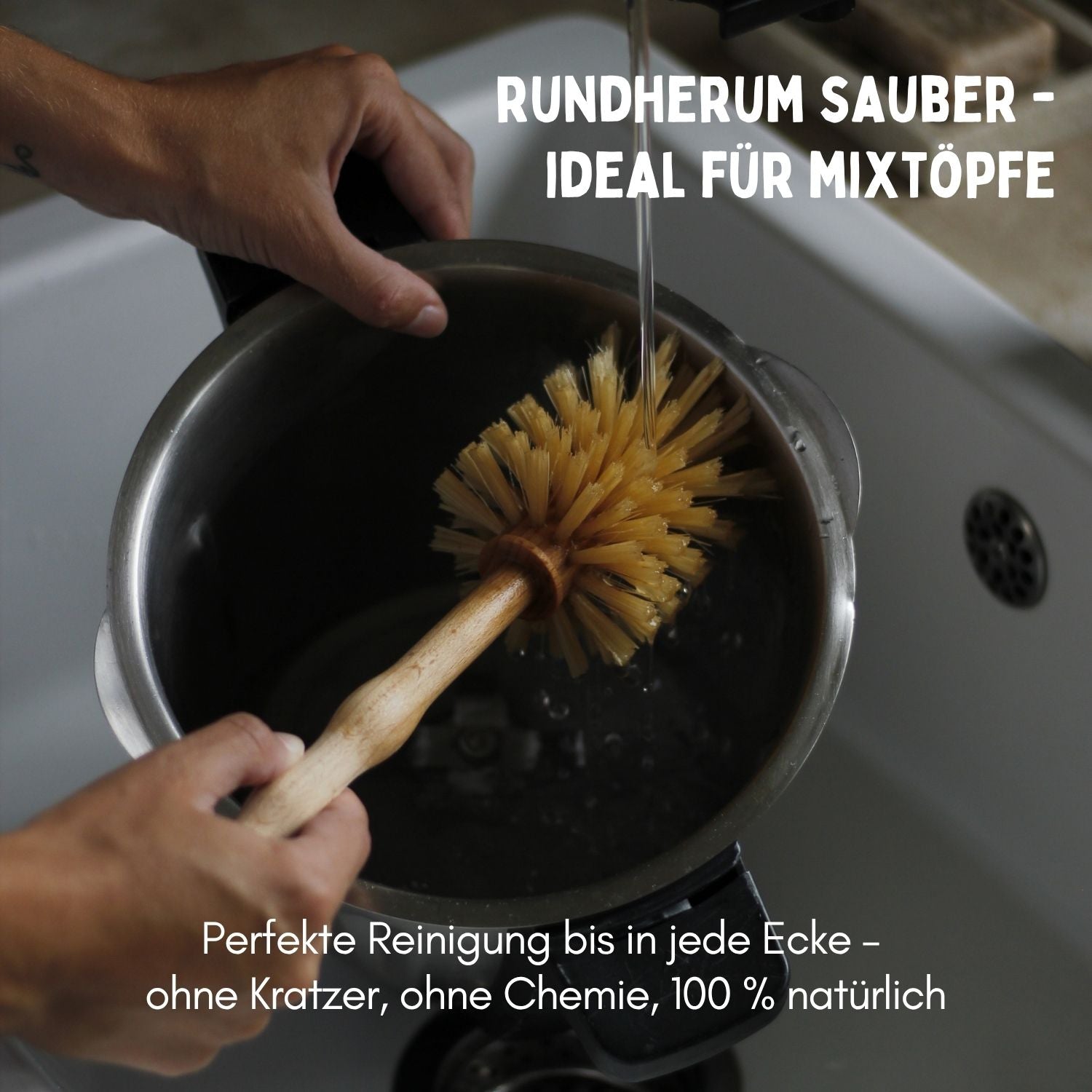 Mixing pot dishwashing brush for Thermomix & glasses - 100% vegan & plastic-free