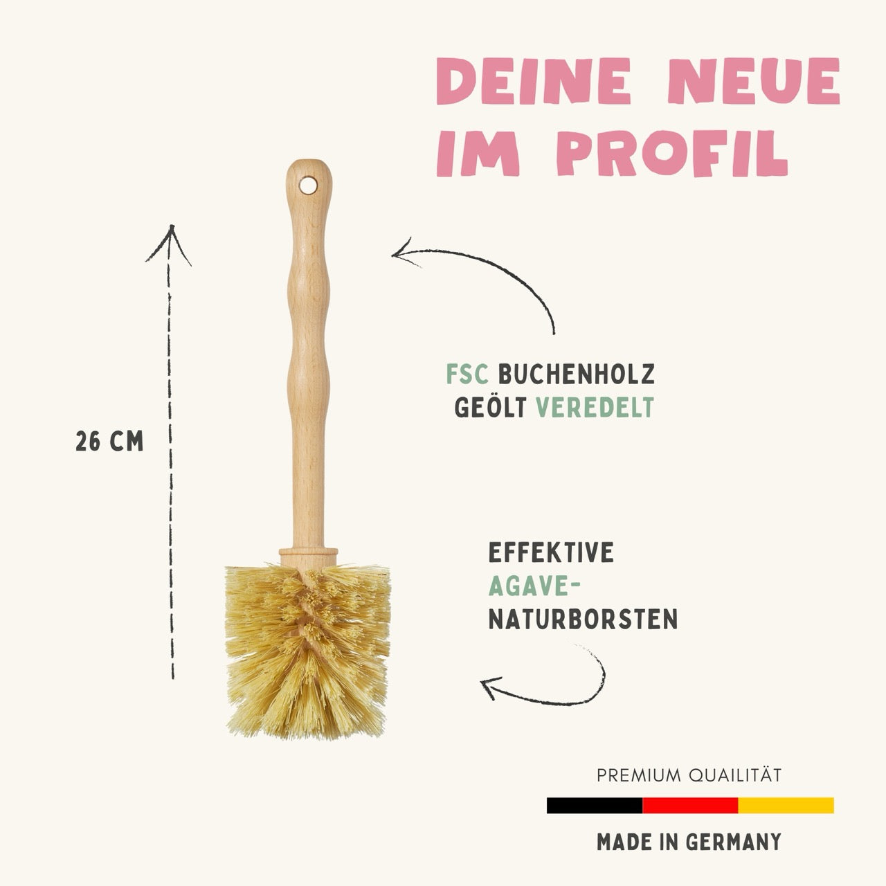 Mixtopf Spülbürste für Thermomix & Gläser - 100% Vegan & Plastikfrei