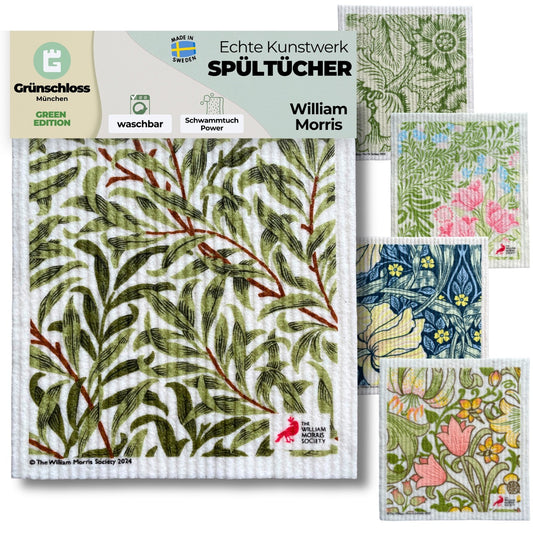 5x Art Spültücher bedruckt Set - William Morris Green Edition