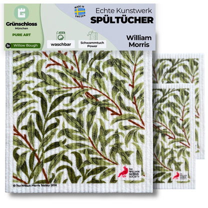 3x Art Spültücher waschbar - Original William Morris Willow Bough