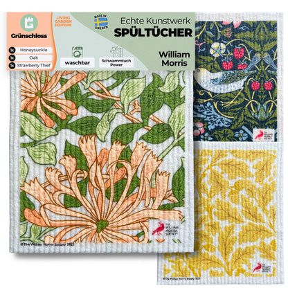 3x Art Spültücher bedruckt Set - William Morris Living Garden