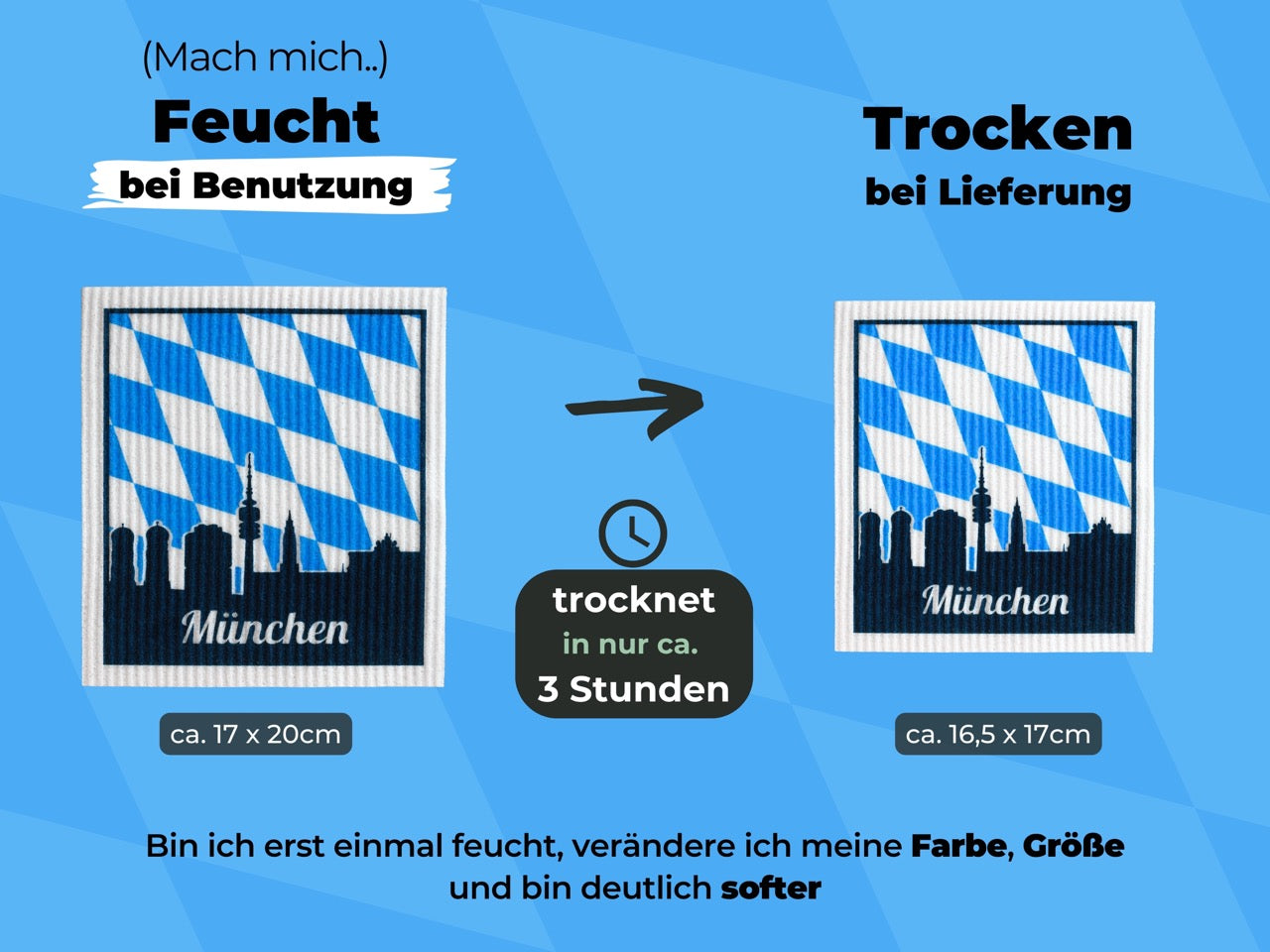 München Spültücher bedruckt Set (5x) - Souvenir & Geschenkidee