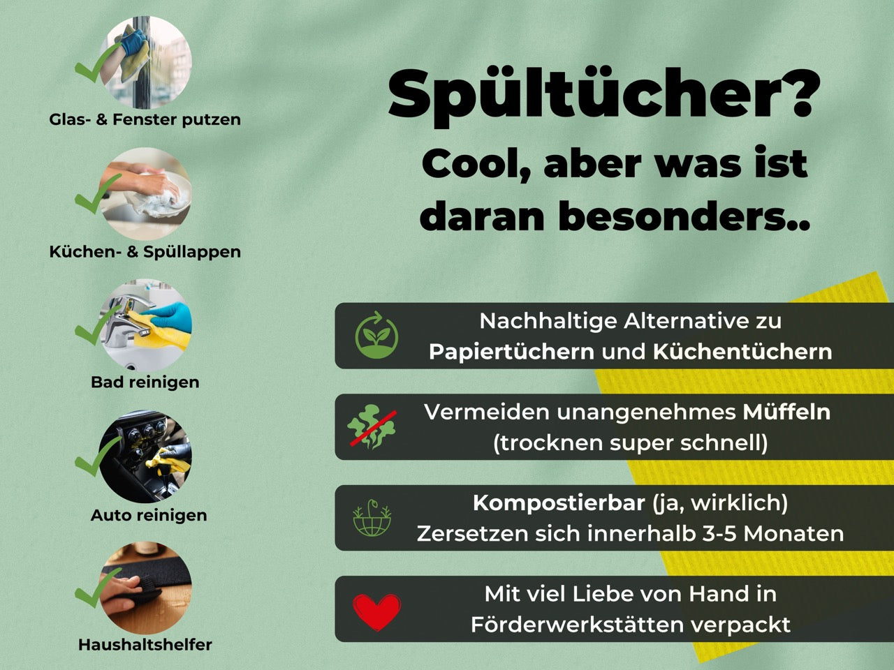 8x Power Putzlappen bunt - waschbare Haushaltstücher