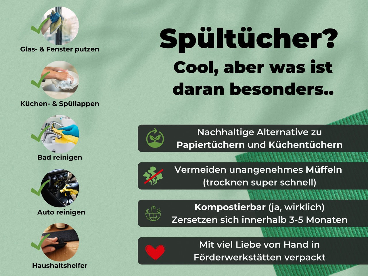 Spüllappen Forest Green Winter Edition - saugstarke Schwammtücher Plastikfrei