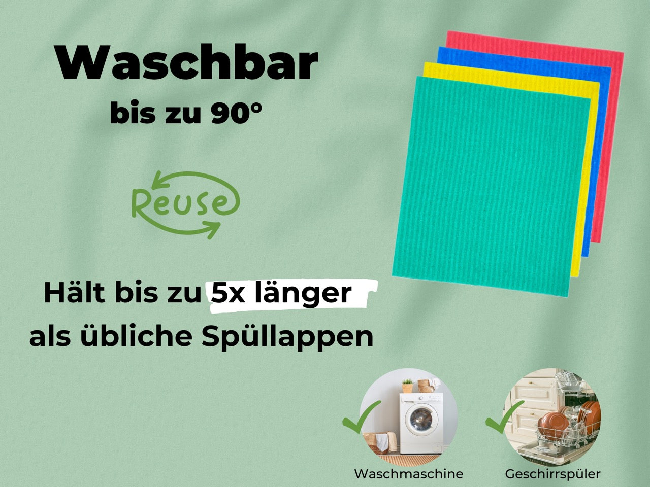 8x Power Putzlappen bunt - waschbare Haushaltstücher