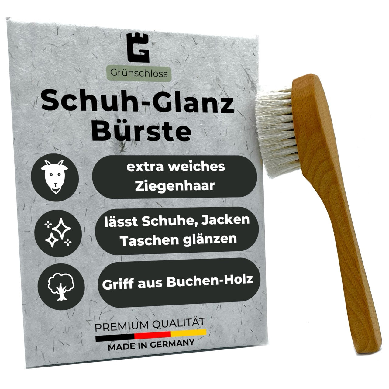 Schuhbürste Glanzbürste Polierbürste mit Ziegenhaar