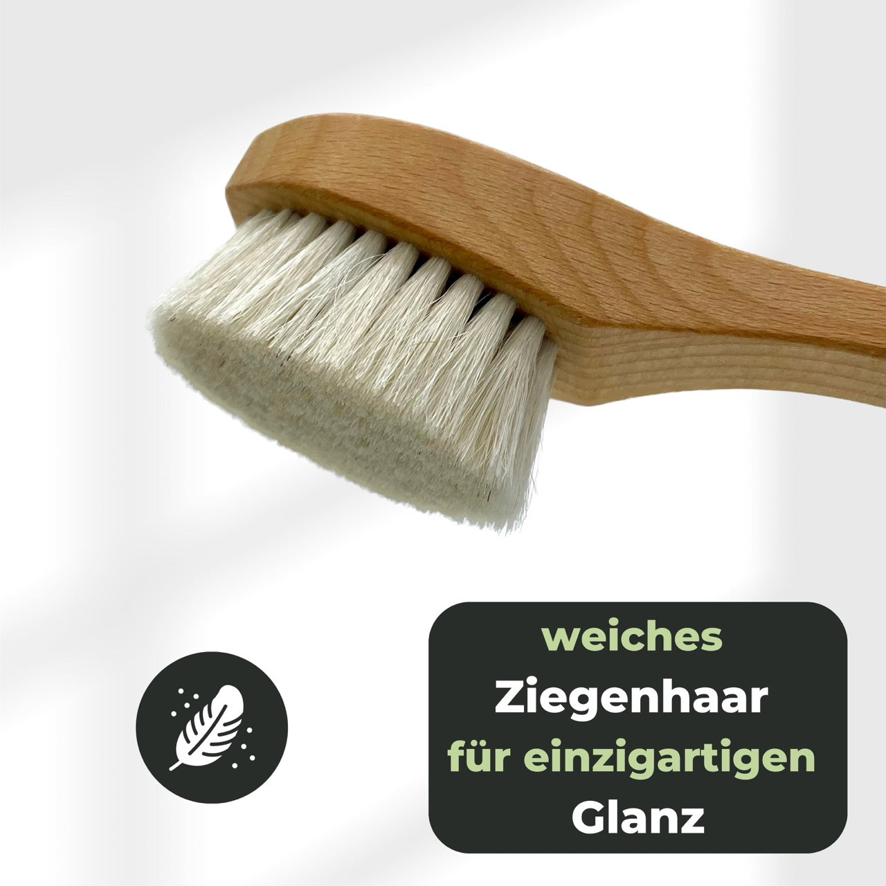 Schuhbürste mit extra weichem Ziegenhaar für einzigartigen Glanz