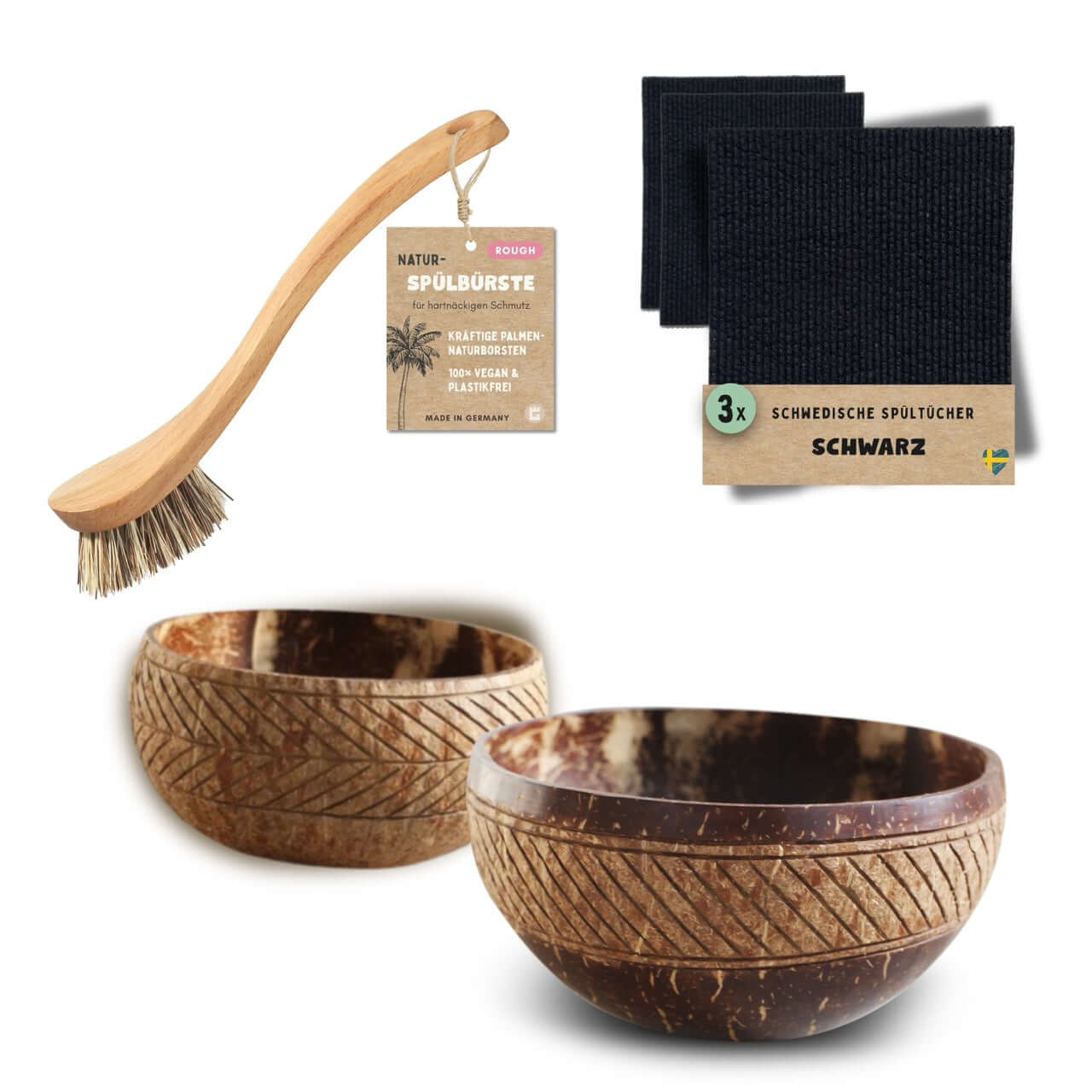 Geschenkset Nachhaltige Küche (Bowls + Spültücher + Bürste)