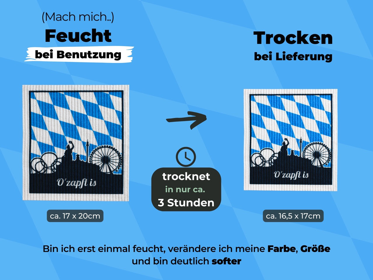 O'Zapft Is - Spültücher bedruckt Set (5x) als Wiesn Souvenir