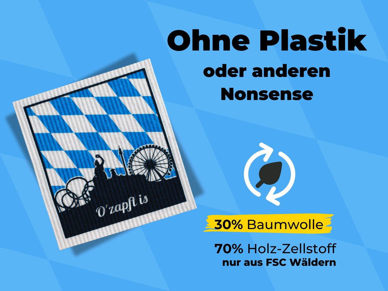 O'Zapft Is - Spültücher bedruckt Set (5x) als Wiesn Souvenir