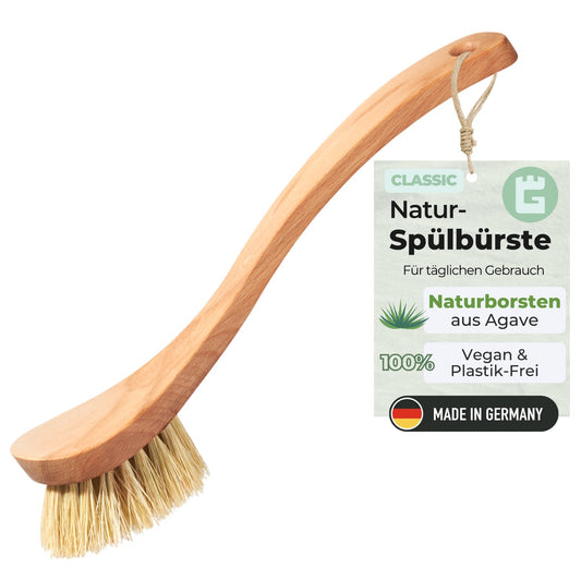 Holz Spülbürste mit Naturborsten Plastikfrei