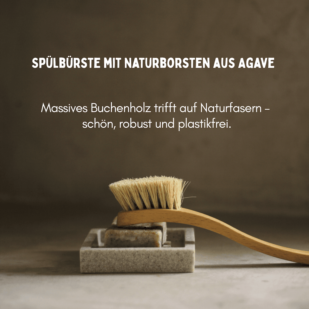 Spülbürste Holz Naturborsten aus Agave (soft) Plastikfrei + Vegan