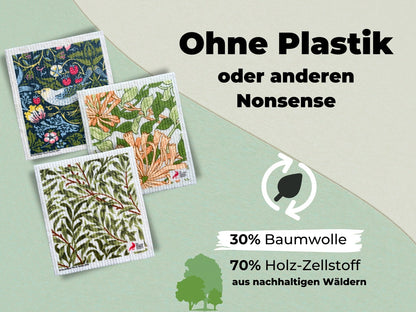 5x Art Spültücher bedruckt Set - William Morris Meisterwerke