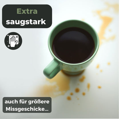 Kaffee Verschüttet auf Tisch, Reiniguntstuch extra saugstark