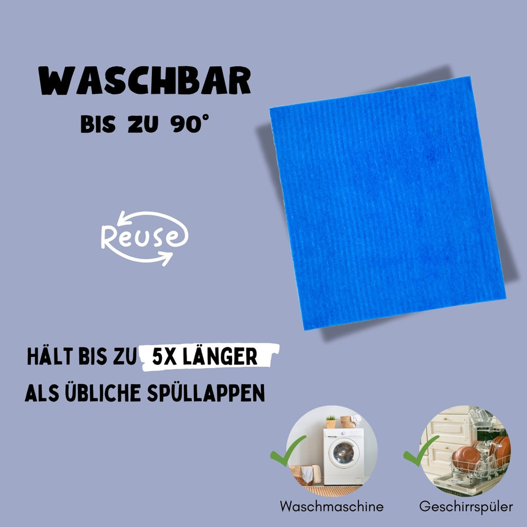 8x Spültücher Blau - waschbare Spültücher in Blau, halten bis zu 5x länger als übliche Spüllappen.