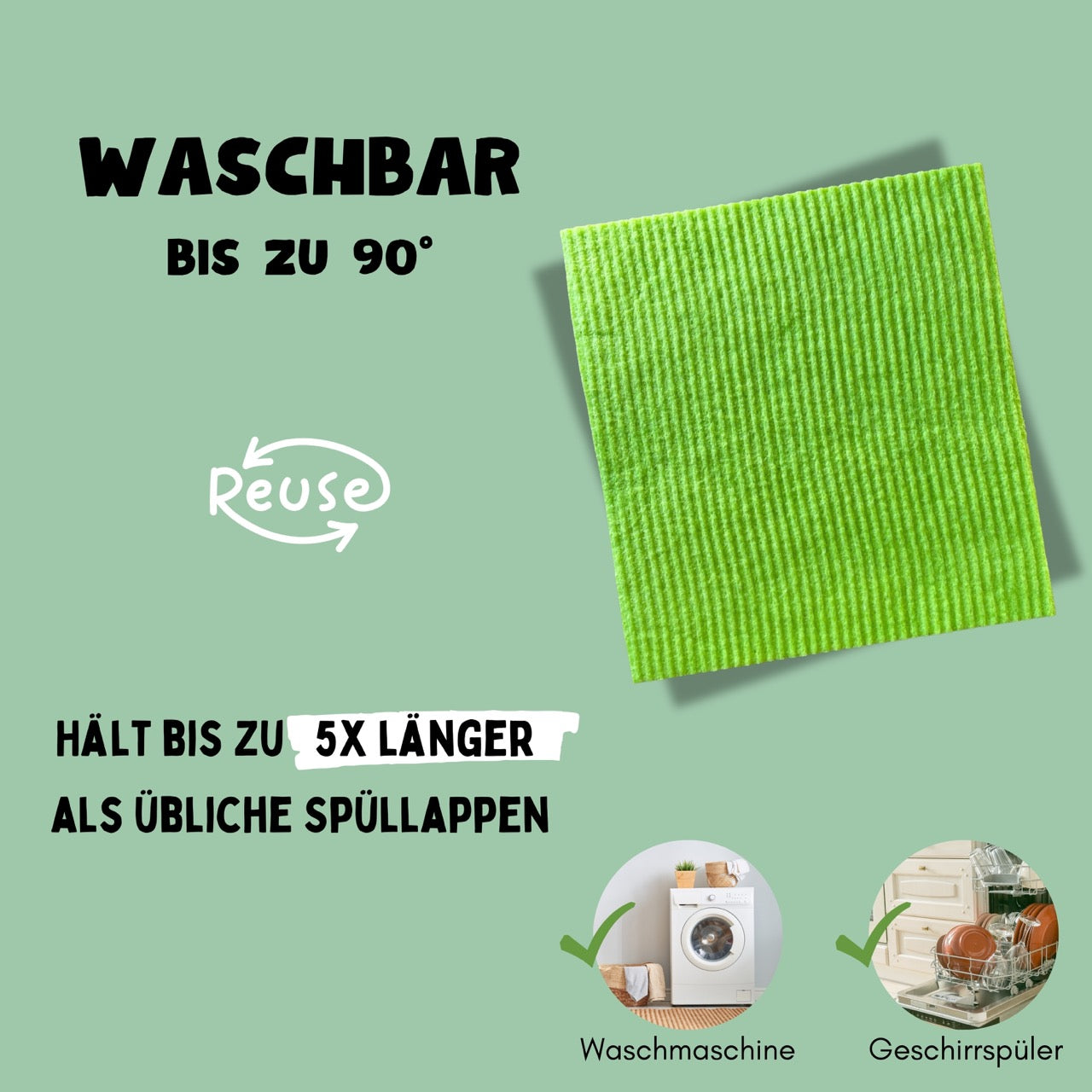 8x Spültücher Grün (Apfel)