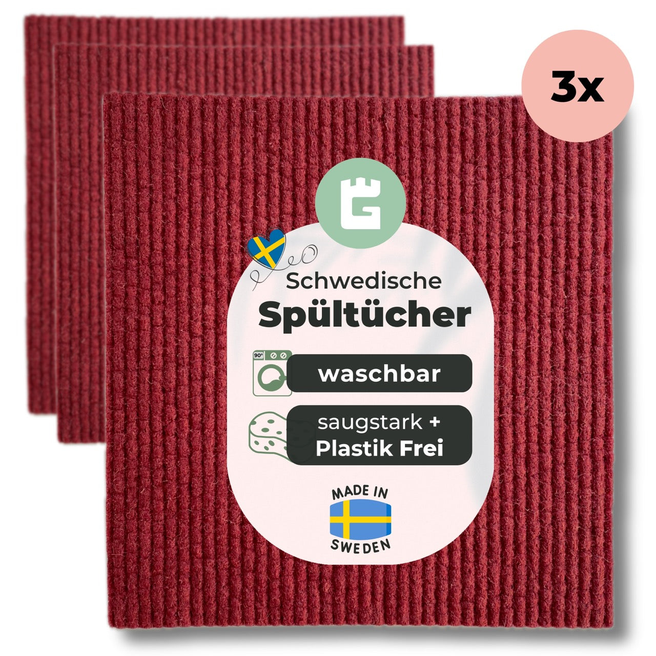Spüllappen Rotwein Winter Edition - saugstarke Schwammtücher Plastikfrei