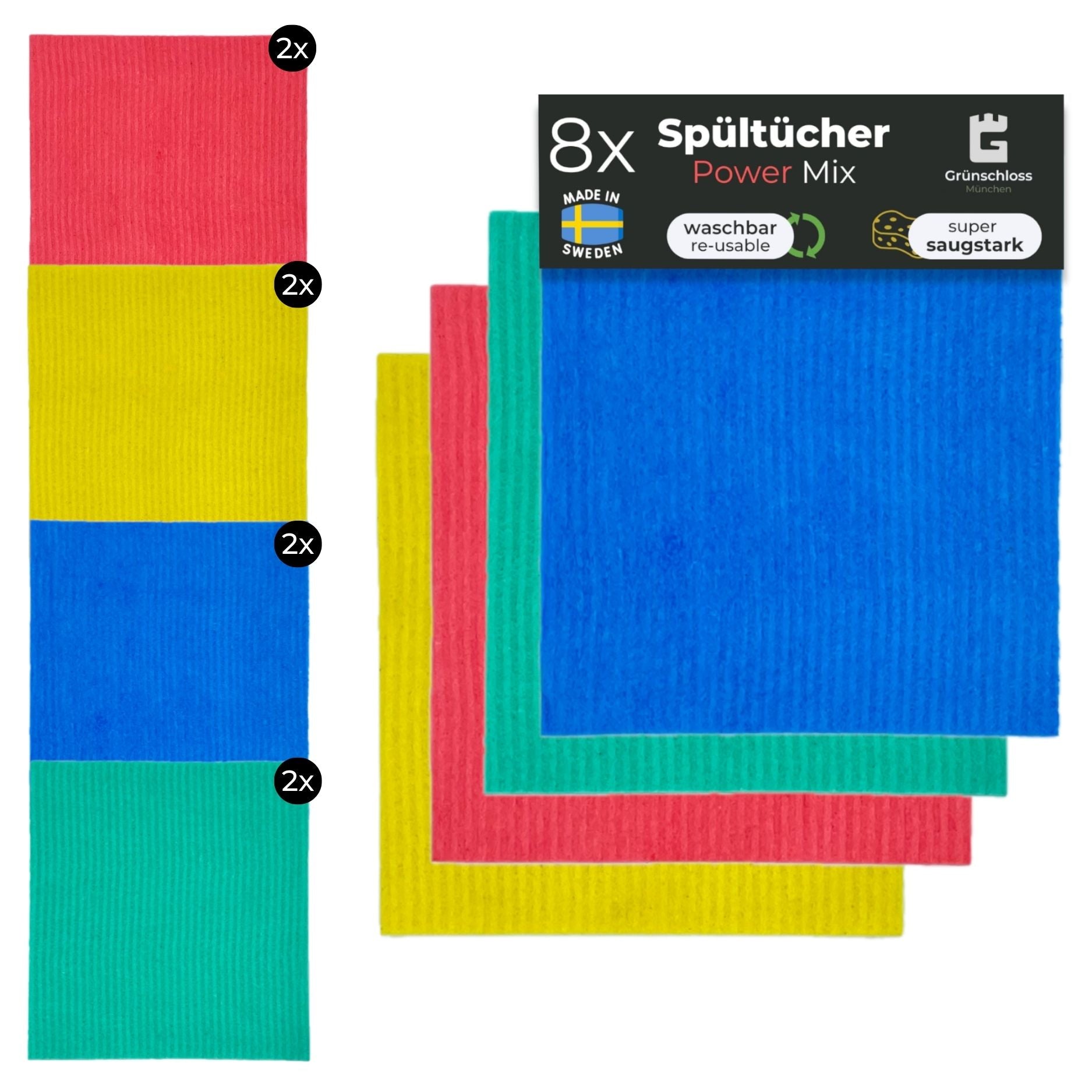 Baumwoll Spültücher waschbar mehrfarbig - made in Sweden