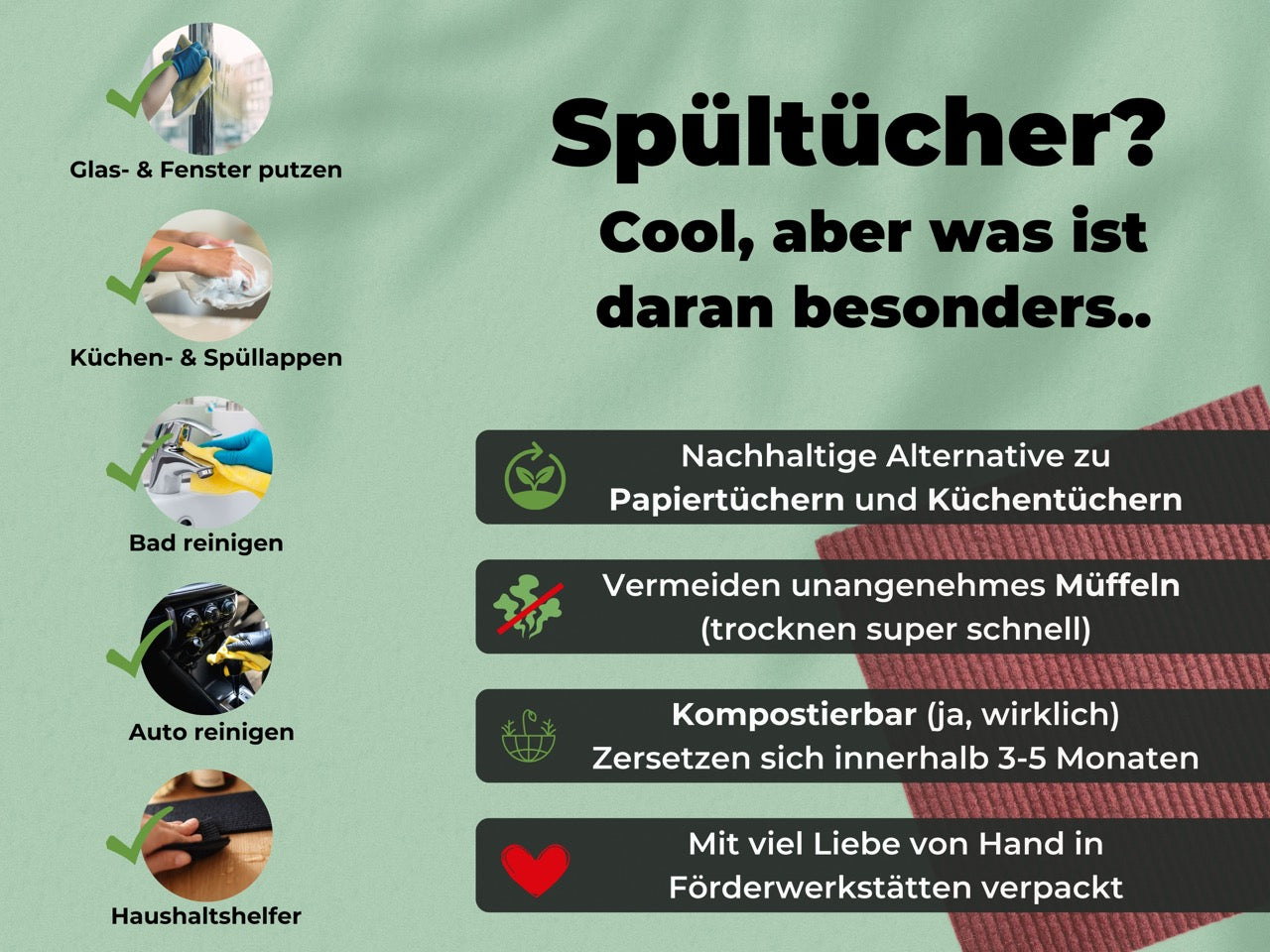 Spüllappen Rotwein Winter Edition - saugstarke Schwammtücher Plastikfrei
