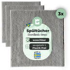 3x Spültücher grau Baumwolle Kennenlern Set