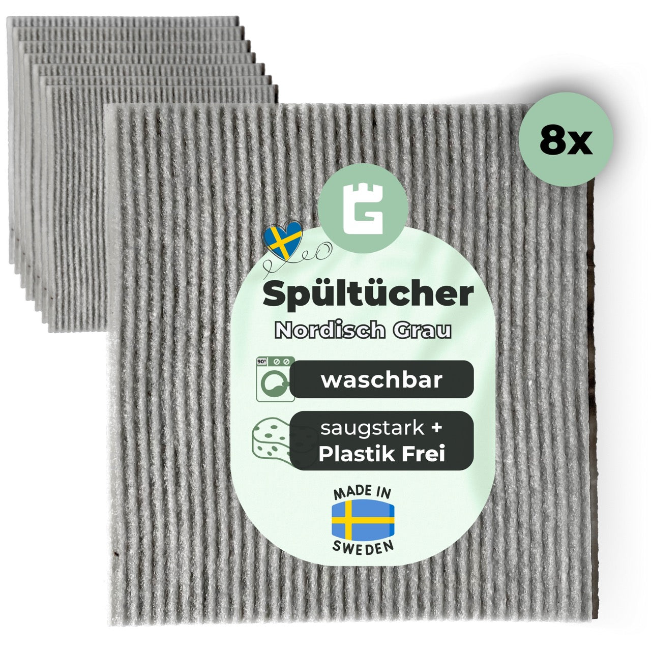 8x Spültücher grau Baumwolle Sparset