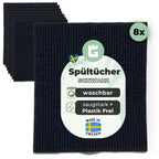 8x Spültücher Schwarz Baumwolle waschbar Spar Set